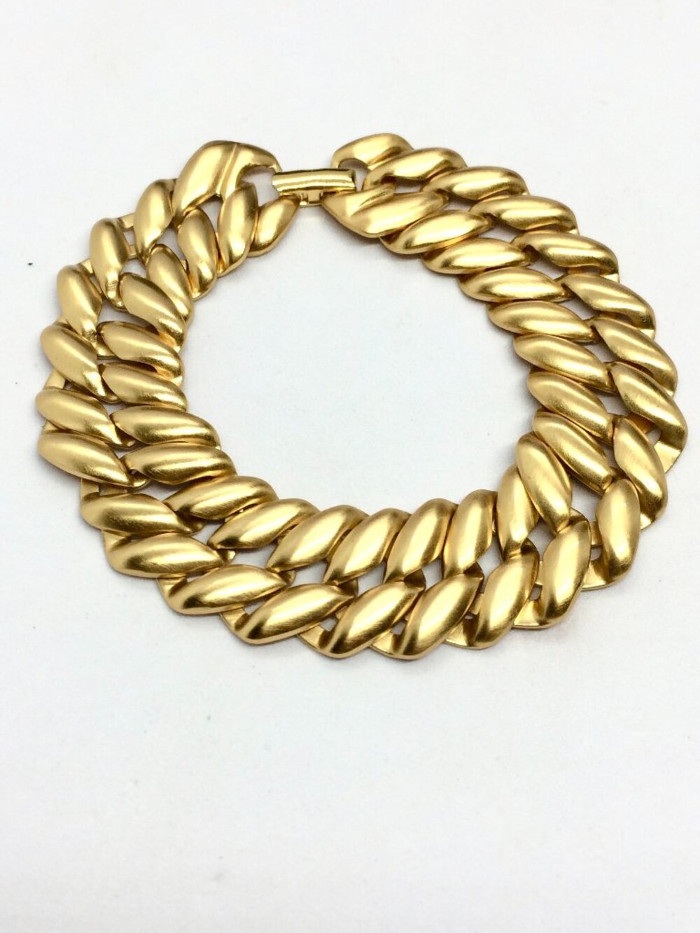 VINTAGE MONET BRACELET Gold Tone Chunky Double Curb Link Statement 7.5"